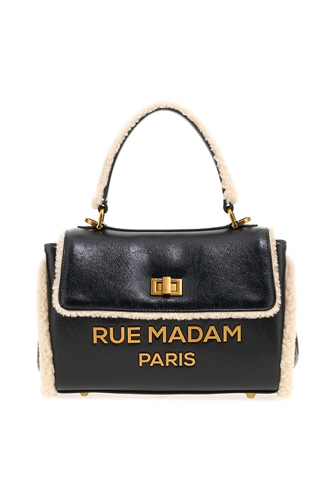 Rue Madam Bolso pequeño en ecopiel negra y detalle borreguito