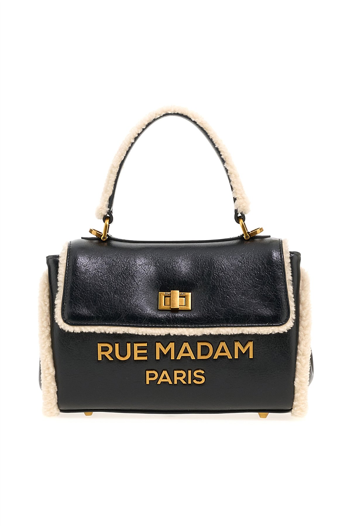 Rue Madam Bolso pequeño en ecopiel negra y detalle borreguito