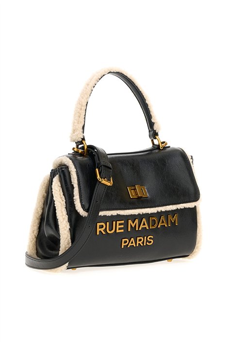 Rue Madam Bolso pequeño en ecopiel negra y detalle borreguito
