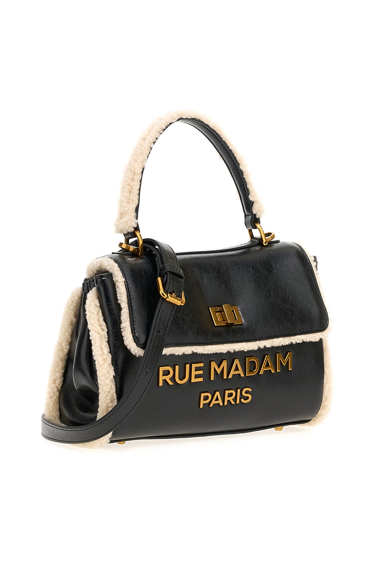 Rue Madam Bolso pequeño en ecopiel negra y detalle borreguito