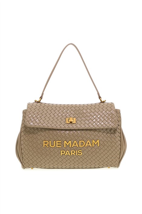 Rue Madam Bolso XL de piel trenzada color visón