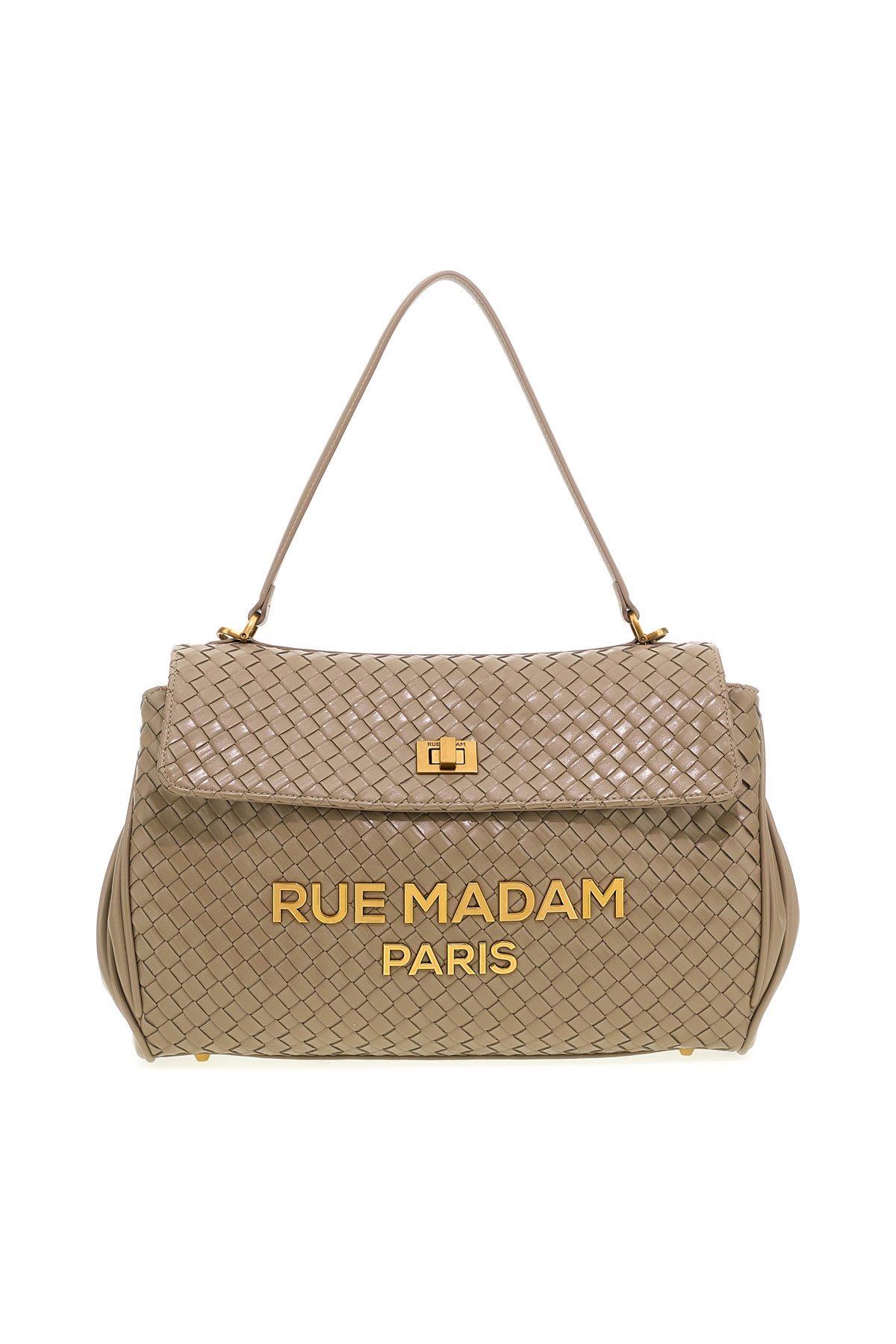 Rue Madam Bolso XL de piel trenzada color visón