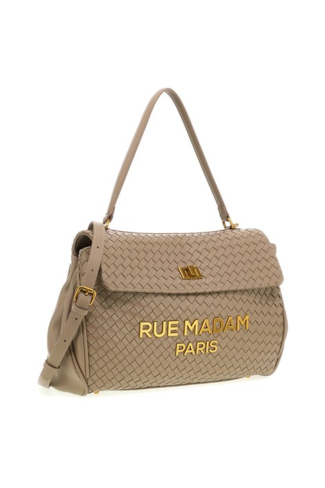 Rue Madam Bolso XL de piel trenzada color visón