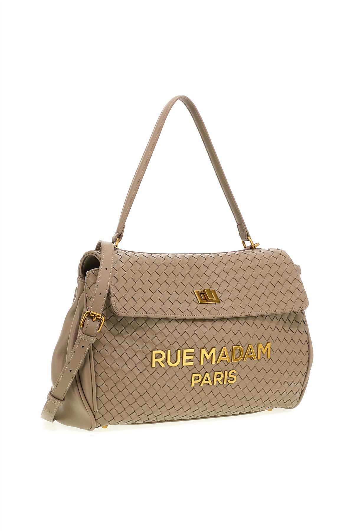 Rue Madam Bolso XL de piel trenzada color visón