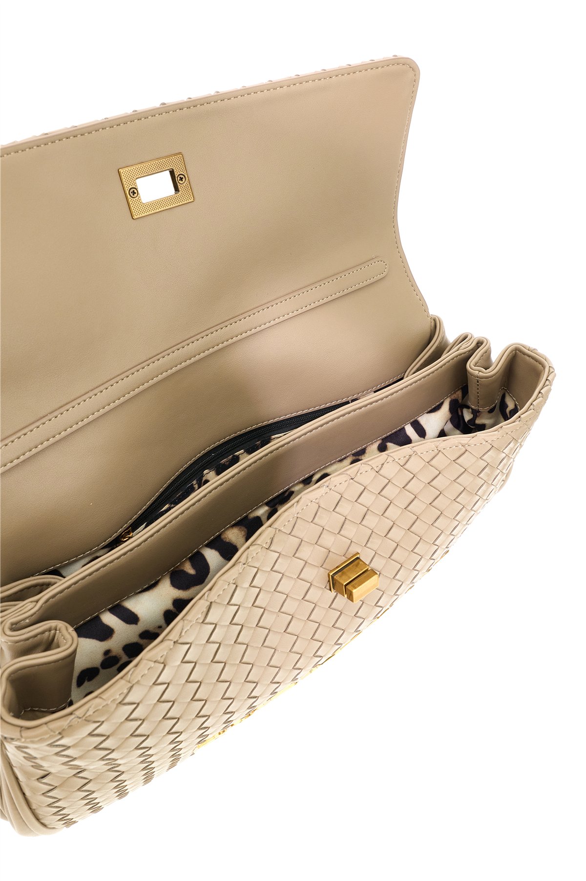 Rue Madam Bolso XL de piel trenzada color visón