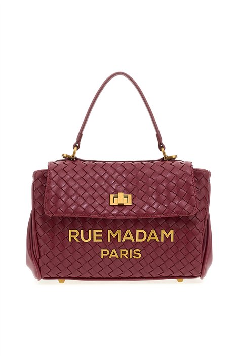 Rue Madam Bolso mediano de piel trenzada color vino