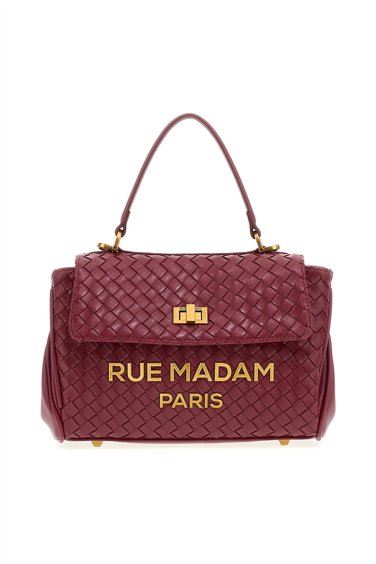 Rue Madam Bolso mediano de piel trenzada color vino