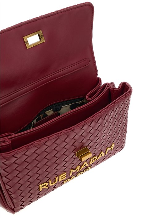 Rue Madam Bolso mediano de piel trenzada color vino