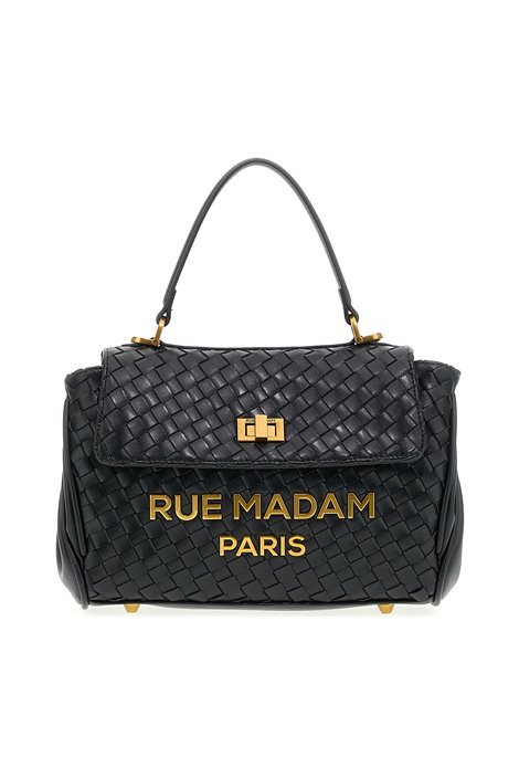 Rue Madam Bolso mediano de piel trenzada color negro