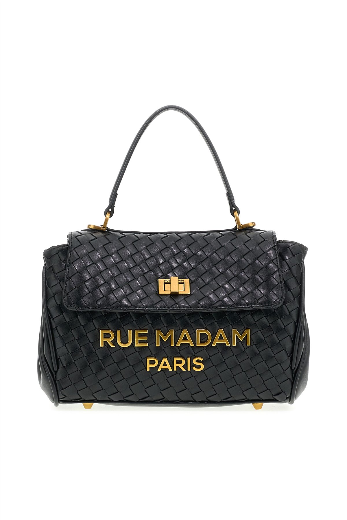 Rue Madam Bolso mediano de piel trenzada color negro
