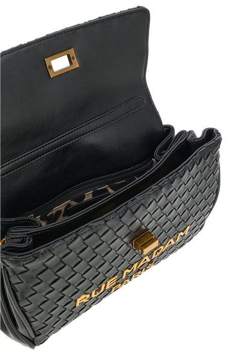 Rue Madam Bolso mediano de piel trenzada color negro