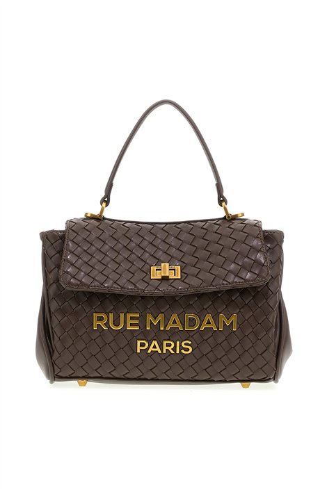 Rue Madam Bolso mediano de piel trenzada color chocolate