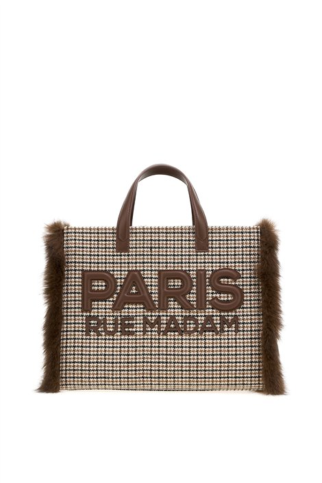 Rue Madam Bolso tote pata de gallo con detalle pelo