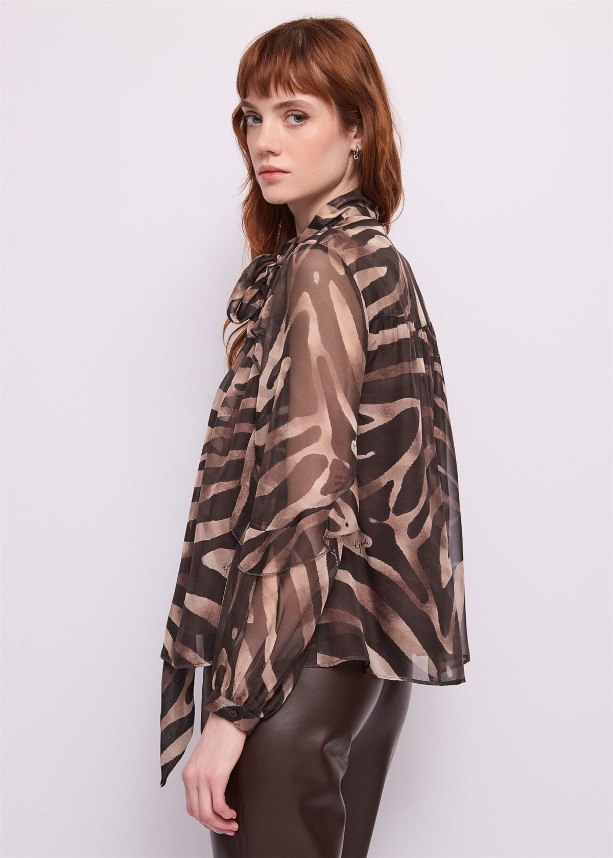 GAUDI Blusa de tul con estampado animal