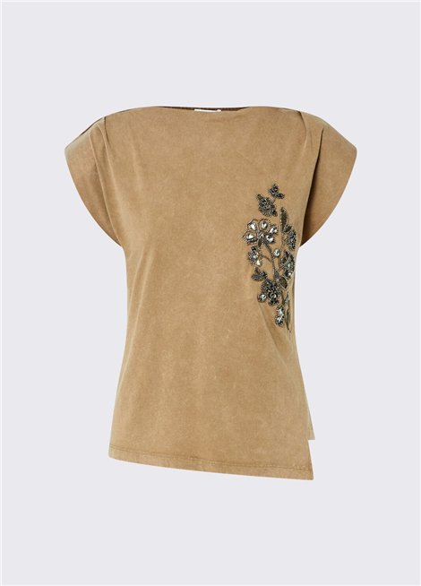 Liu Jo Top asimétria y bordado joyas