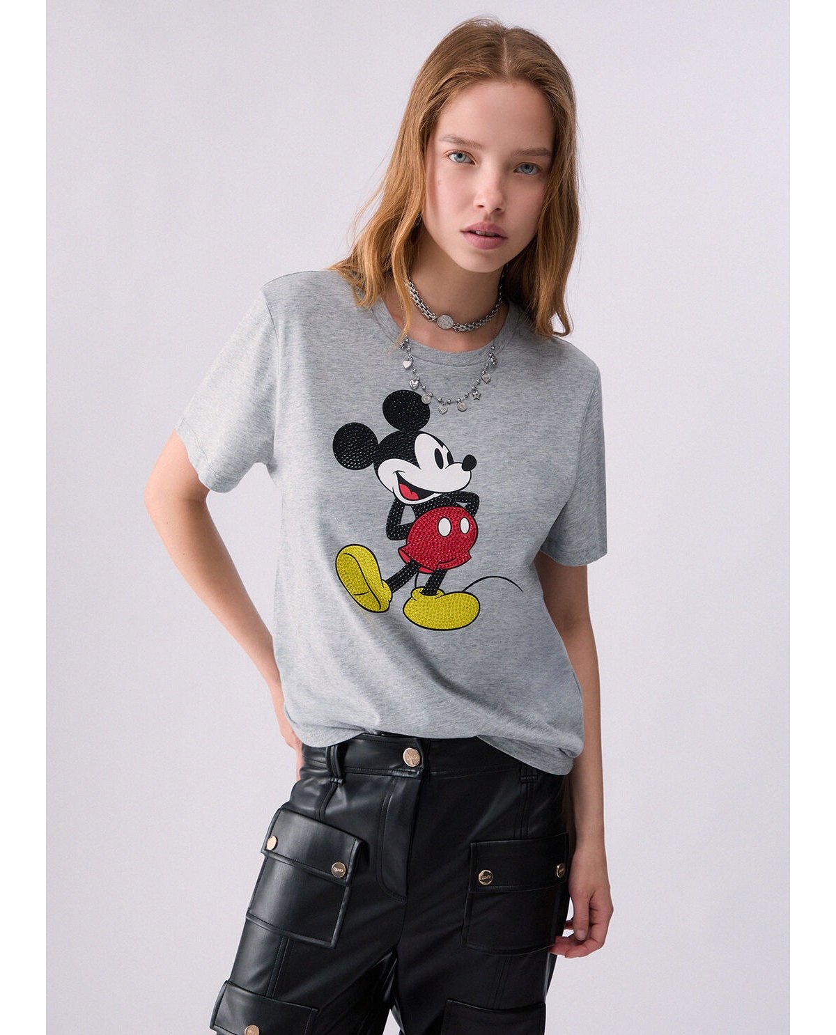 Liu Jo Camiseta gris estampado Mickey