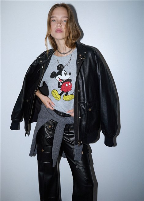 Liu Jo Camiseta gris estampado Mickey