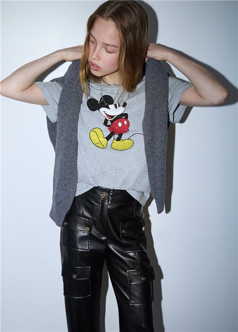 Liu Jo Camiseta gris estampado Mickey