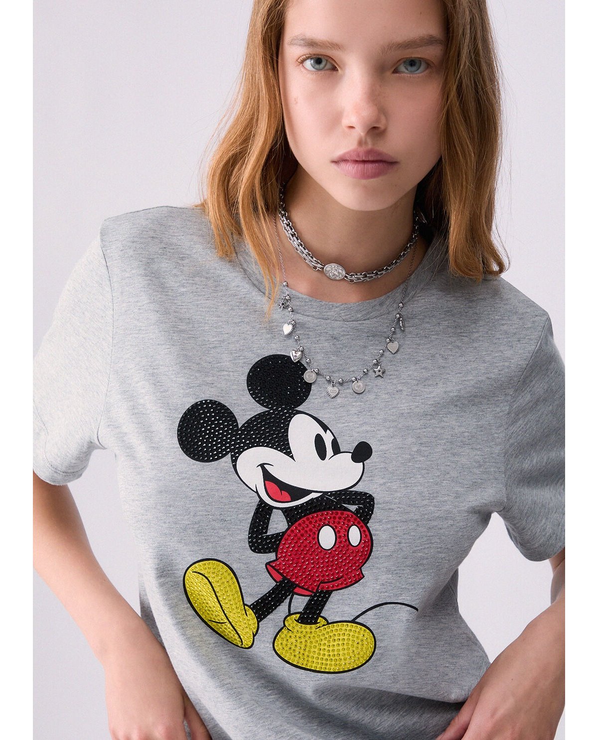 Liu Jo Camiseta gris estampado Mickey