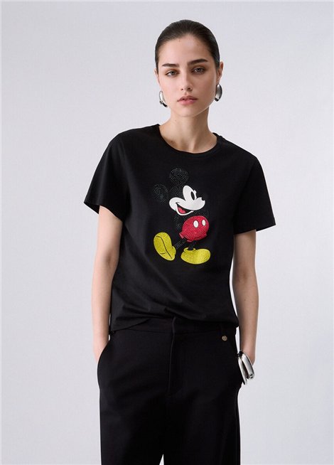 Liu Jo Camiseta negra estampado Mickey
