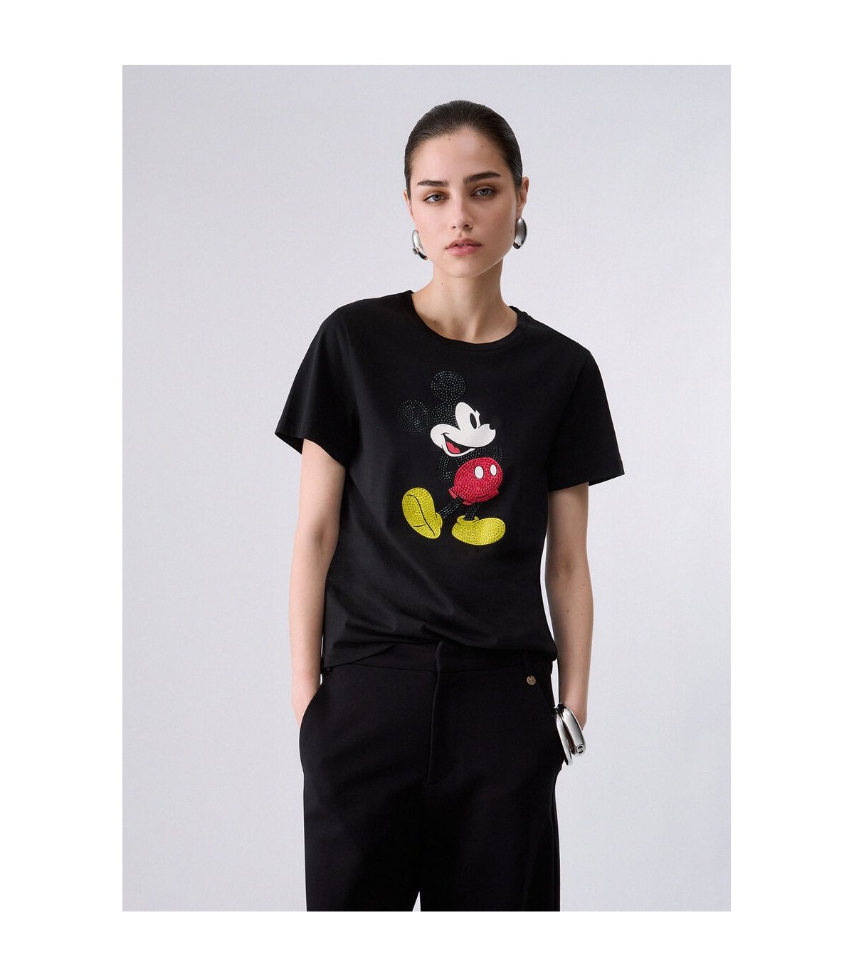 Liu Jo Camiseta negra estampado Mickey