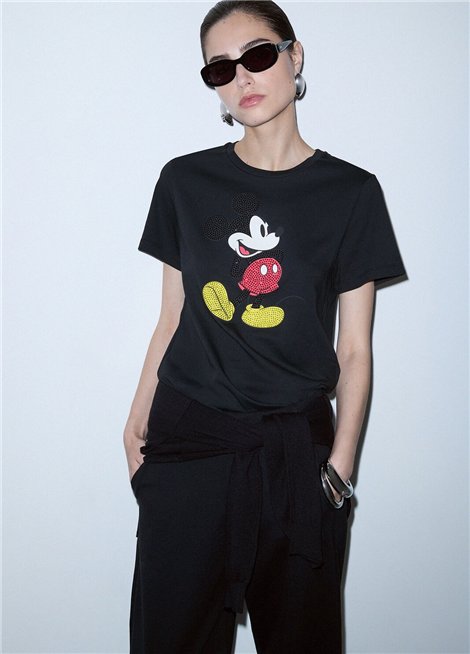 Liu Jo Camiseta negra estampado Mickey