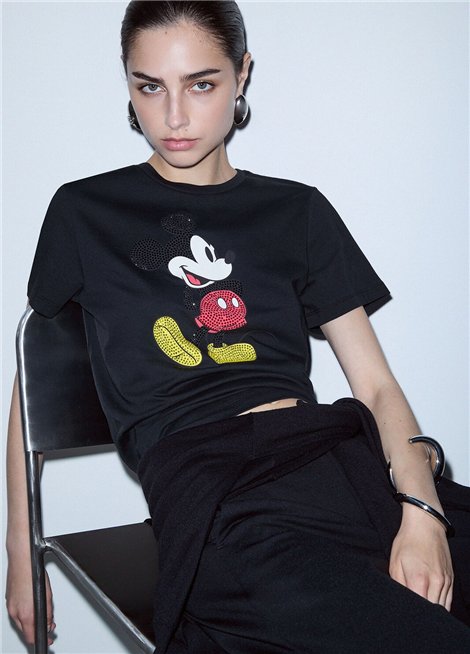 Liu Jo Camiseta negra estampado Mickey