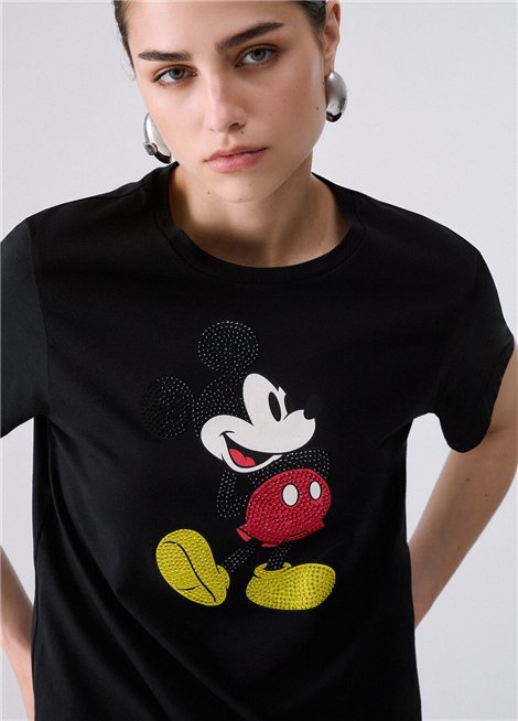 Liu Jo Camiseta negra estampado Mickey