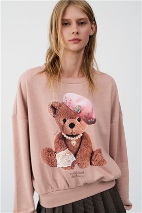 BSB Sudadera rosa con osito strass