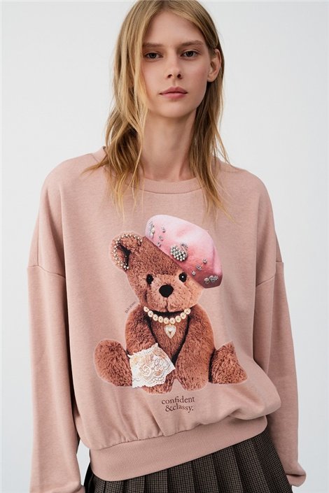 BSB Sudadera rosa con osito strass