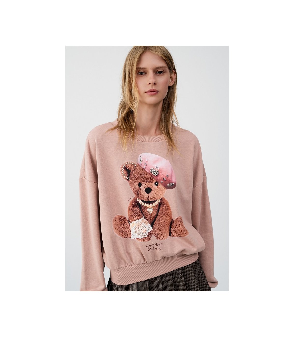 BSB Sudadera rosa con osito strass