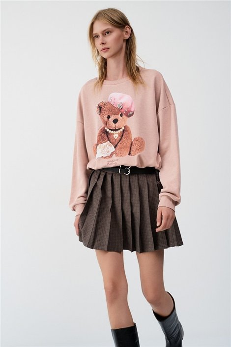 BSB Sudadera rosa con osito strass