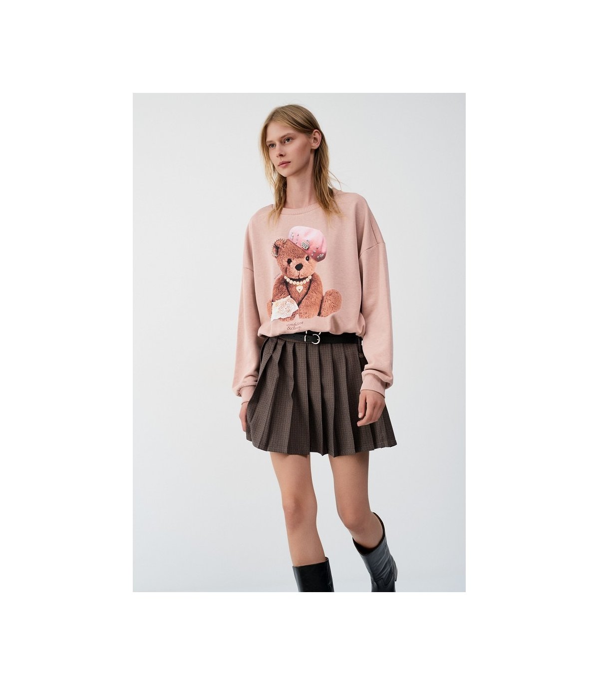 BSB Sudadera rosa con osito strass