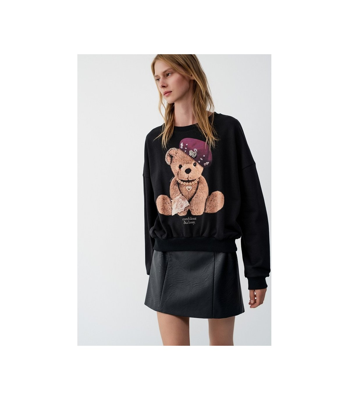 BSB Sudadera negra con osito strass