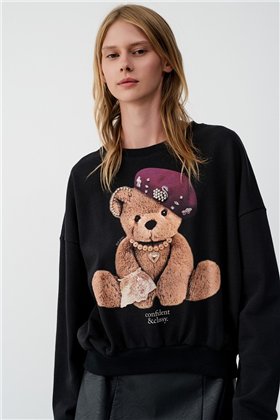 BSB Sudadera negra con osito strass