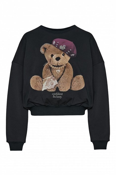 BSB Sudadera negra con osito strass
