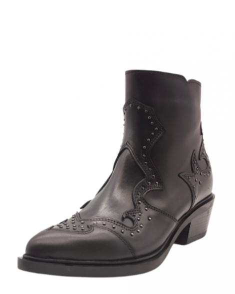Vosso Moda Botín cowboy piel con tachuelas