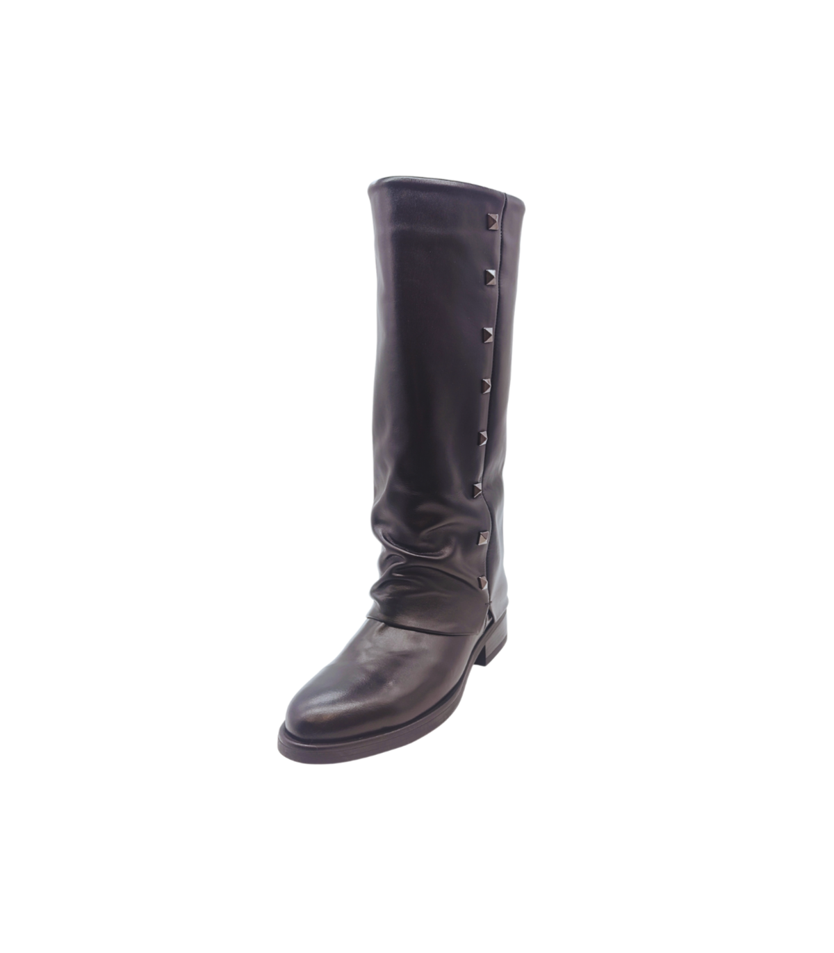 Vosso Moda Bota alta de piel con detalle tachas