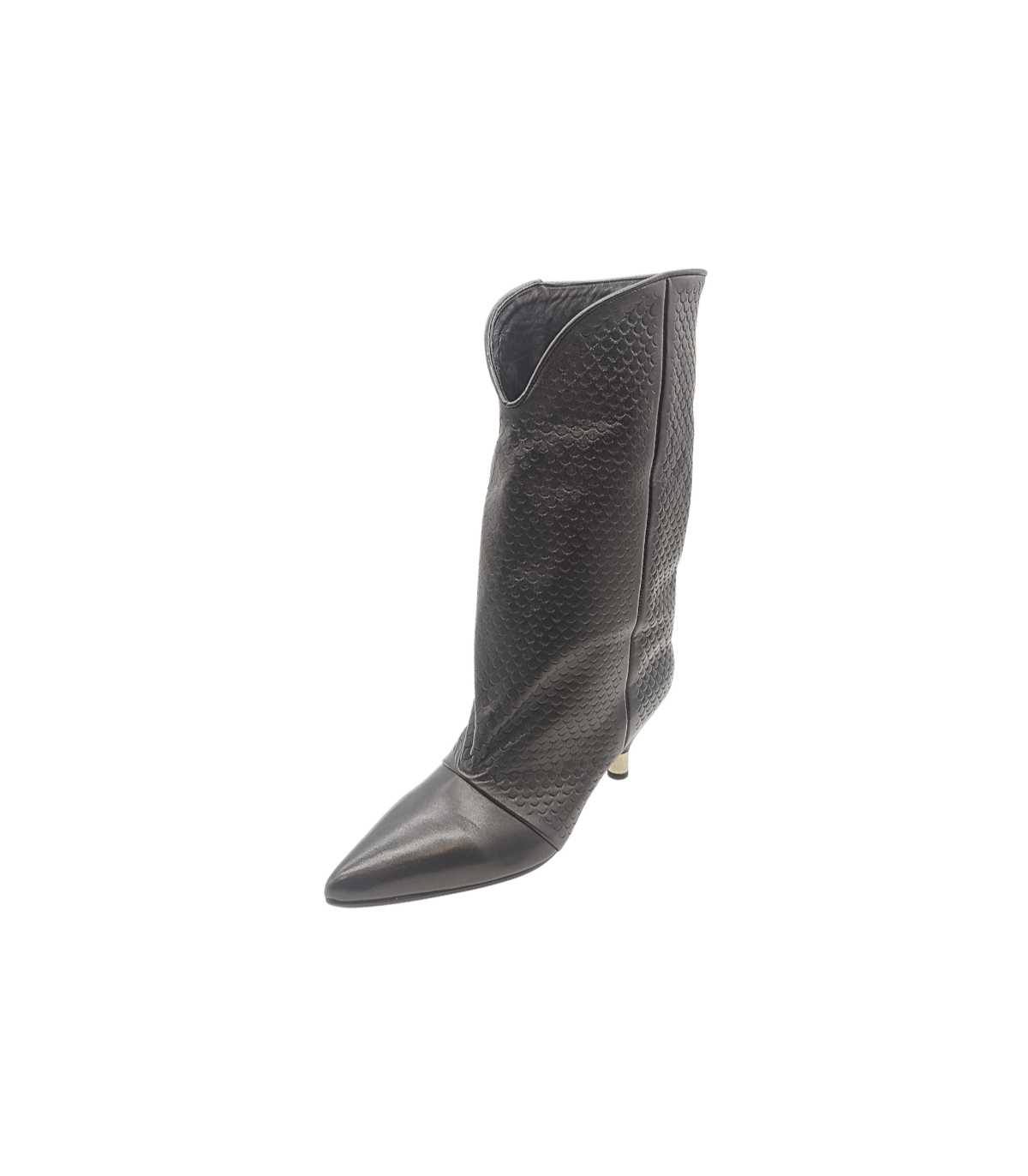 Vosso Moda Bota piel negra escamada