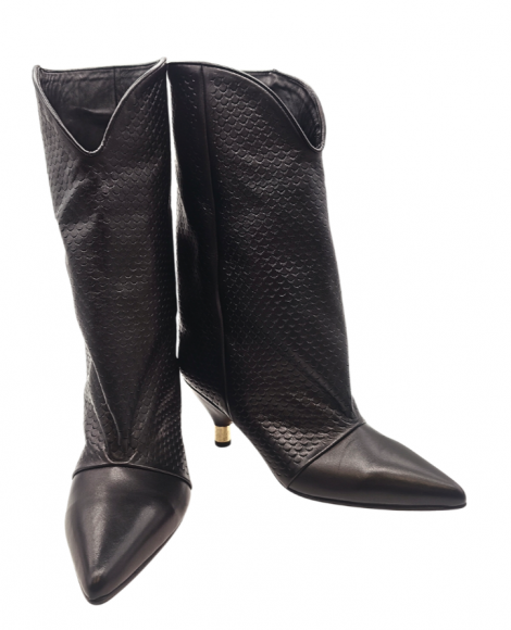 Vosso Moda Bota piel negra escamada