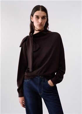 Liu Jo Jersey marrón con detalle bufanda