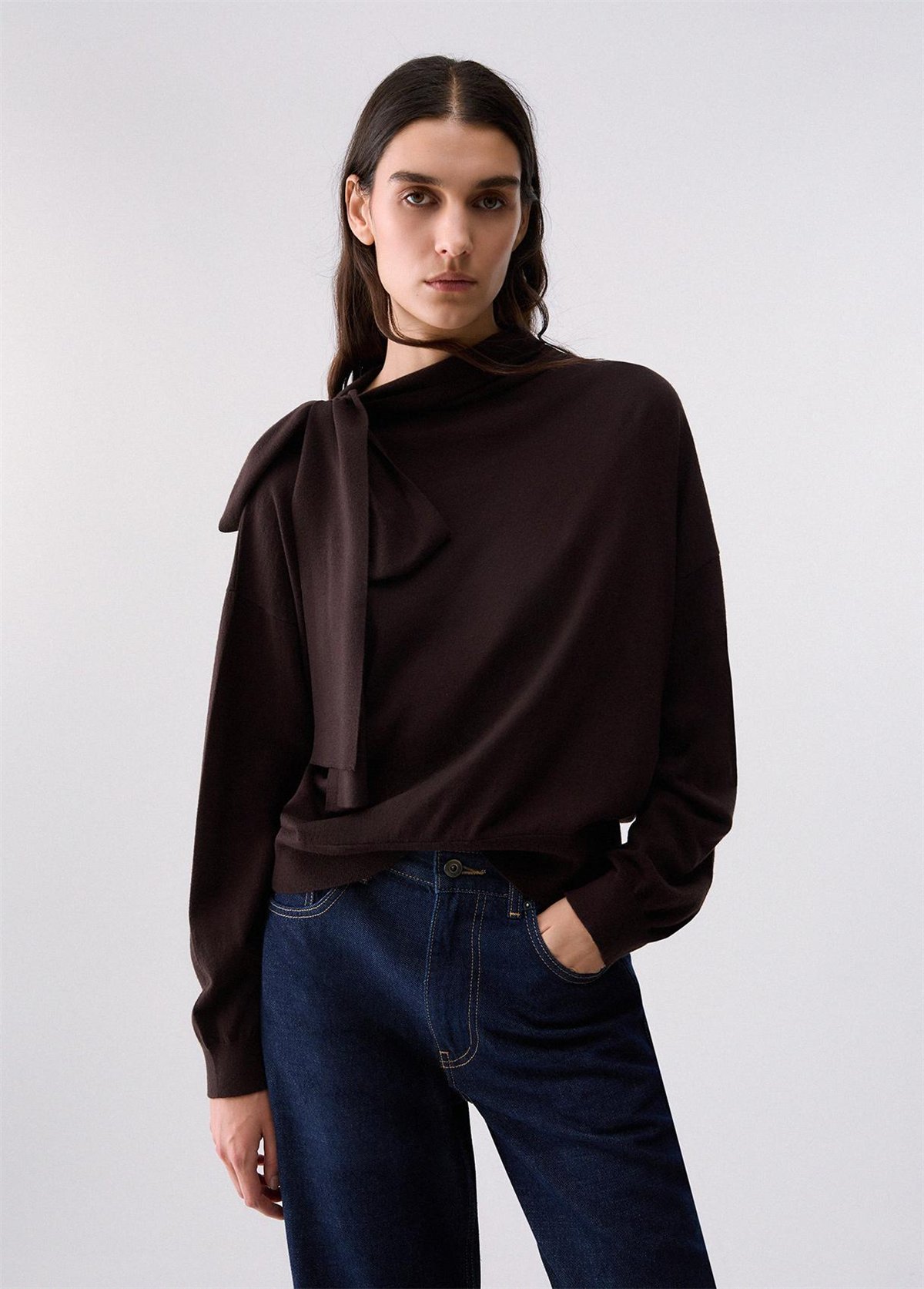 Liu Jo Jersey marrón con detalle bufanda