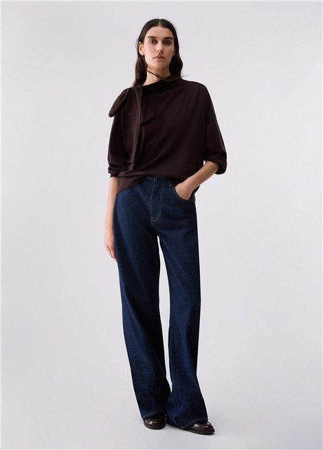 Liu Jo Jersey marrón con detalle bufanda