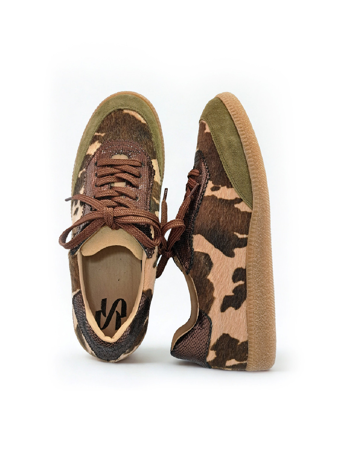 Vosso Moda Sneakers verde de pelo estampado