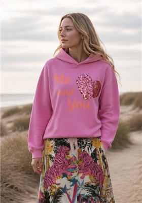 missgoodlife Sudadera corazón lentejuelas fucsia