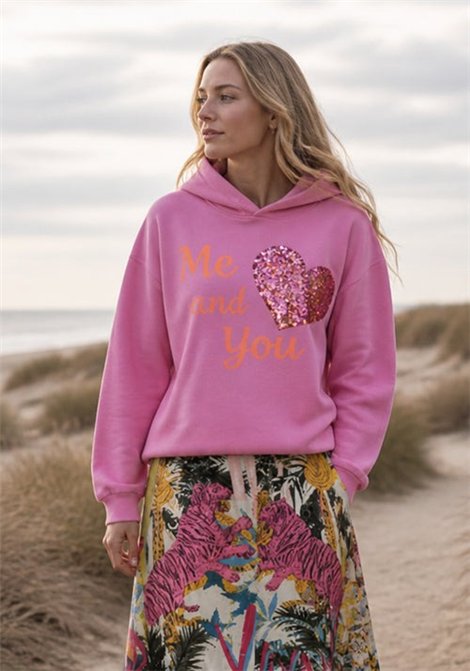 missgoodlife Sudadera corazón lentejuelas fucsia