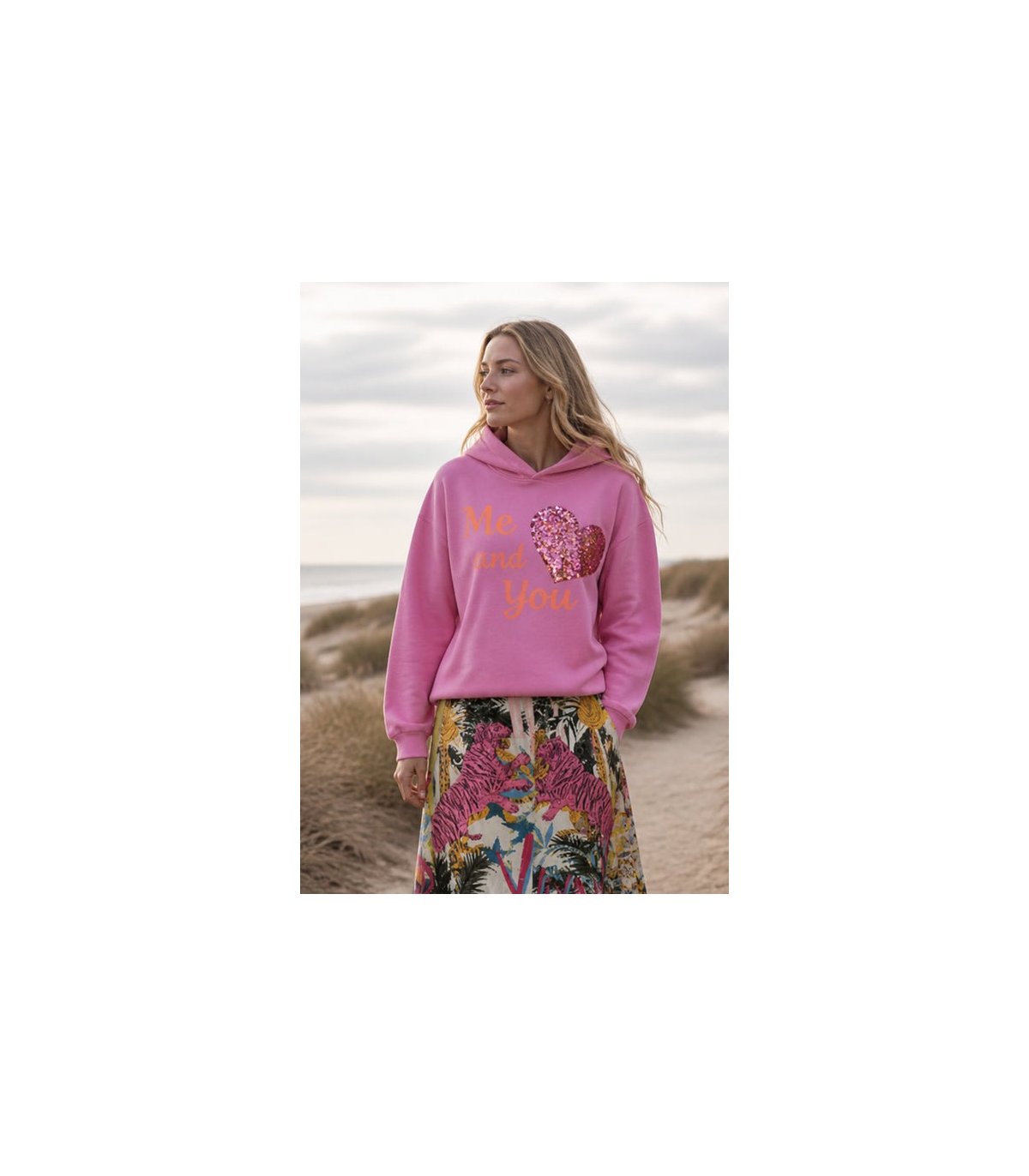 missgoodlife Sudadera corazón lentejuelas fucsia