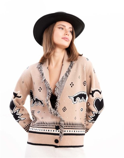 Zoe Cárdigan estampado con solapa