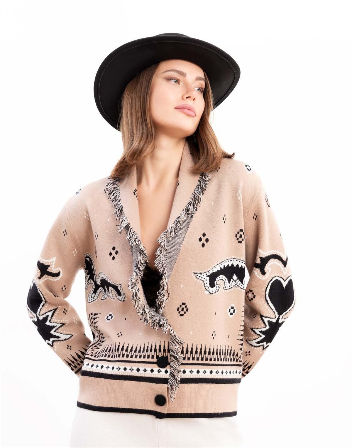 Zoe Cárdigan estampado con solapa