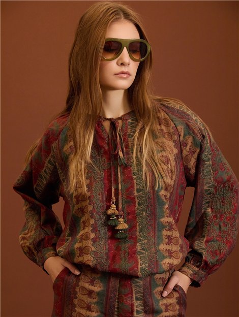 Meisie Blusa bordada estampado étnico